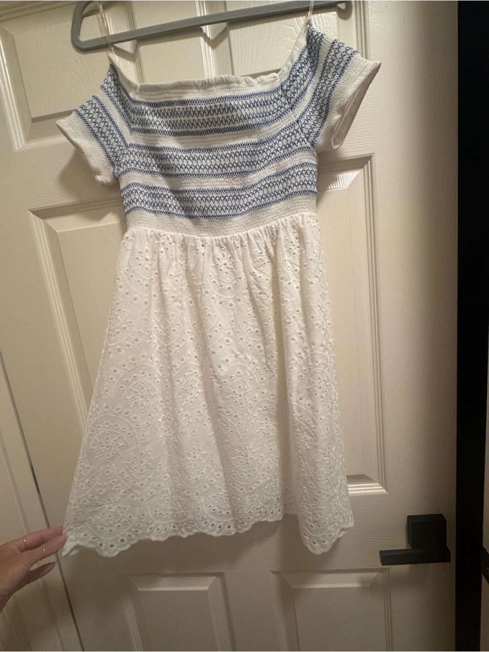 Flying Tomato Cream Smocked Eyelet Babydoll Dress - Medium NWT